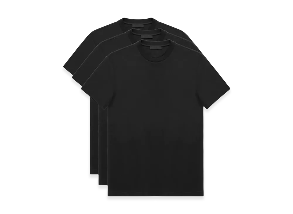 PRADA Three Pack Cotton Jersey T-Shirt "Black"