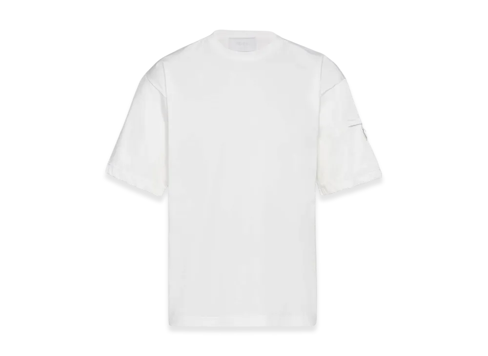 PRADA Stretch Cotton T-Shirt with Nylon Details "White"