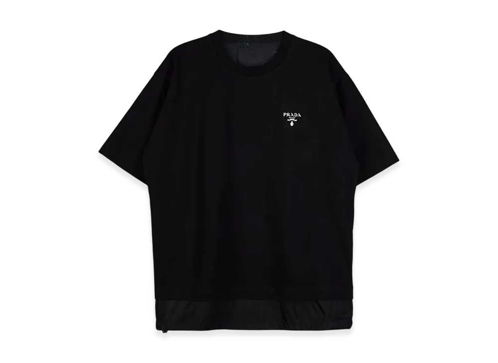 PRADA Jersey and Re-Nylon T-Shirt "Black"