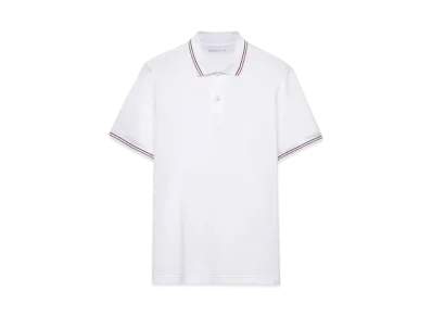 PRADA Men's Short-Sleeved Pique Polo Shirt "White/Red"