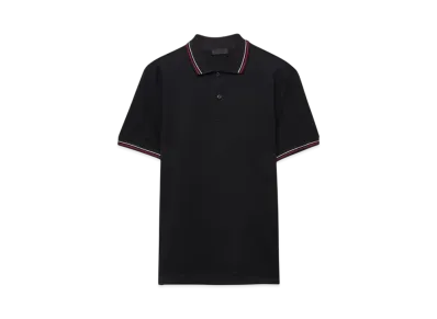 PRADA Men's Short-Sleeved Pique Polo Shirt "Black/Red"