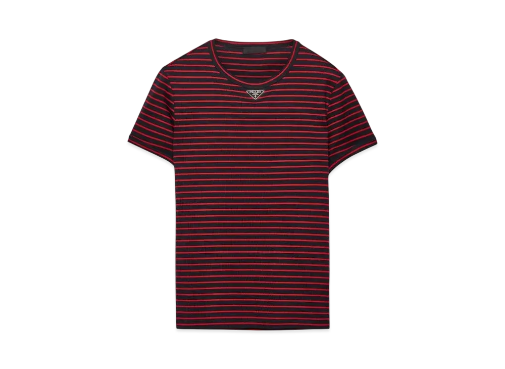 PRADA Men's Cotton T-Shirt "Black/Red"