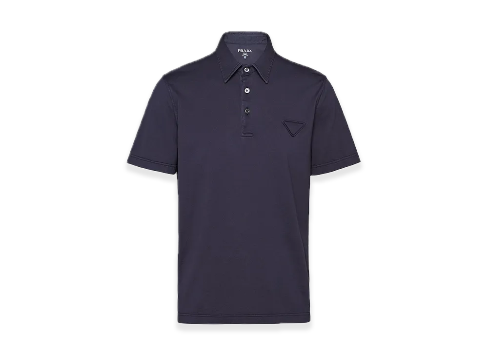 PRADA Short-Sleeve Cotton Polo Shirt "Navy"