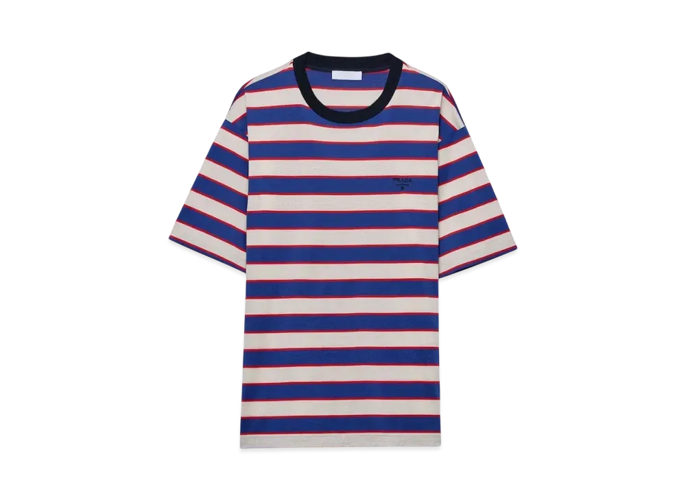 PRADA Men's Cotton T-Shirt "Off White/Blue"