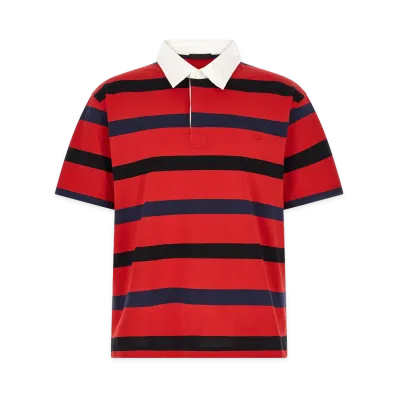PRADA Striped Polo Shirt "Red/Blue"