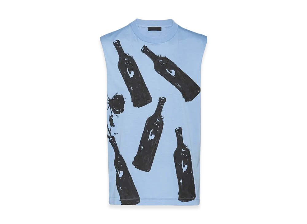 PRADA Printed Cotton Top "Light Blue"
