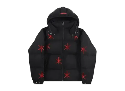 Unknown London All Over Dagger Rhinestone Puffer Jacket "Black"