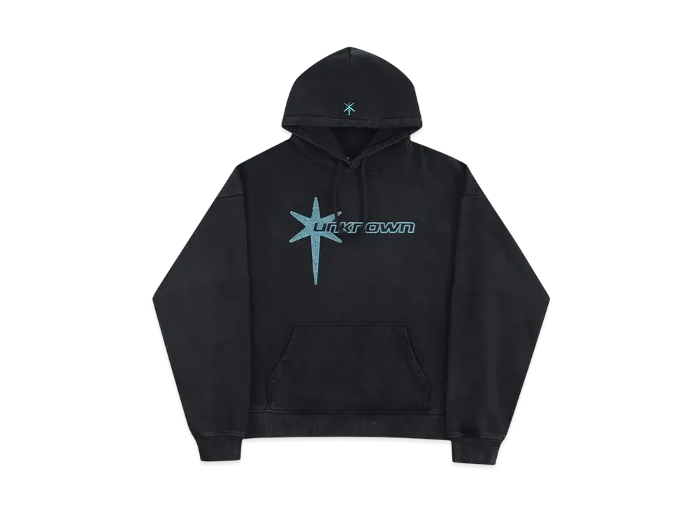 Unknown London Vintage Washed Star Logo Hoodie "Black"
