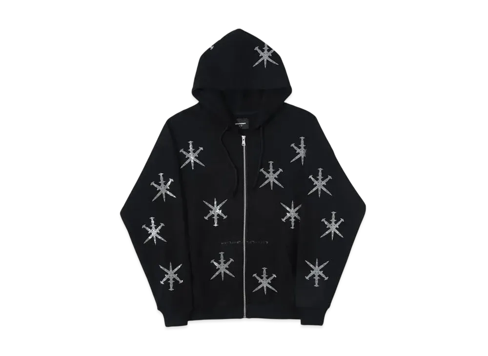 Unknown London Rhinestone Dagger Zip Hoodie "Black"