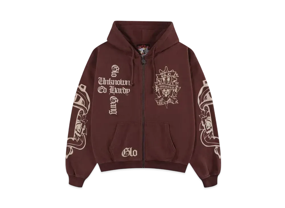Unknown London Glo Dagger Zip Hoodie "Brown"
