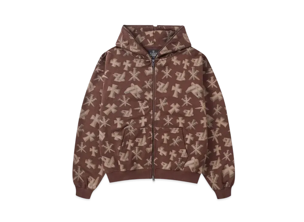 Unknown London 3D Monogram Logo Full Zip "Brown"