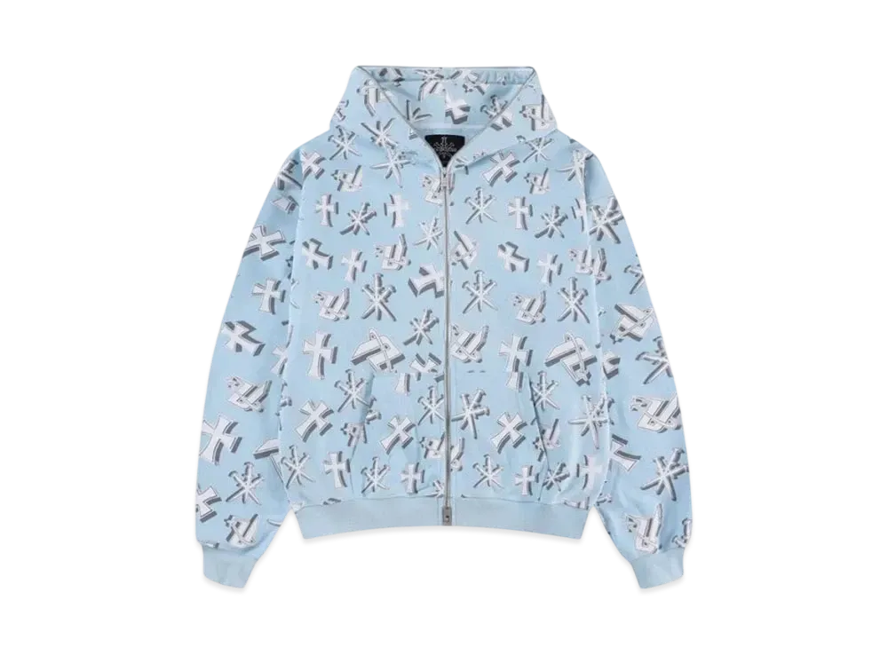 Unknown London 3D Unknown Symbol Full Zip Hoodie "Light Blue"