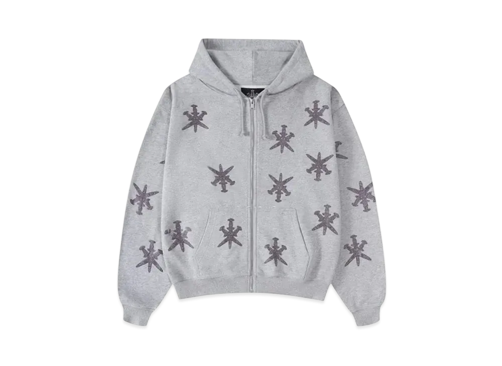 Unknown London Rhinestone Hoodie "Grey"