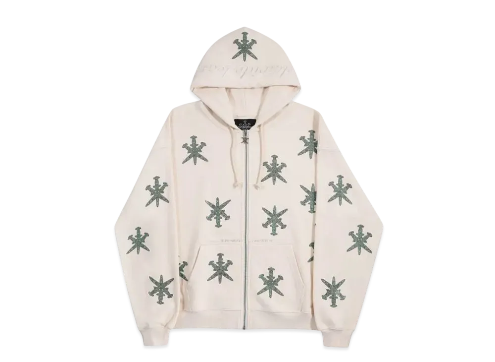 Unknown London Dagger Rhinestone Hoodie "Cream"