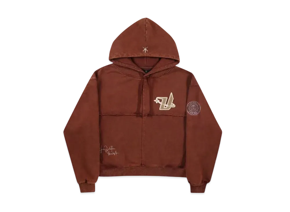 Unknown London Panel Details Acid Dyed Hoodie "Brown"