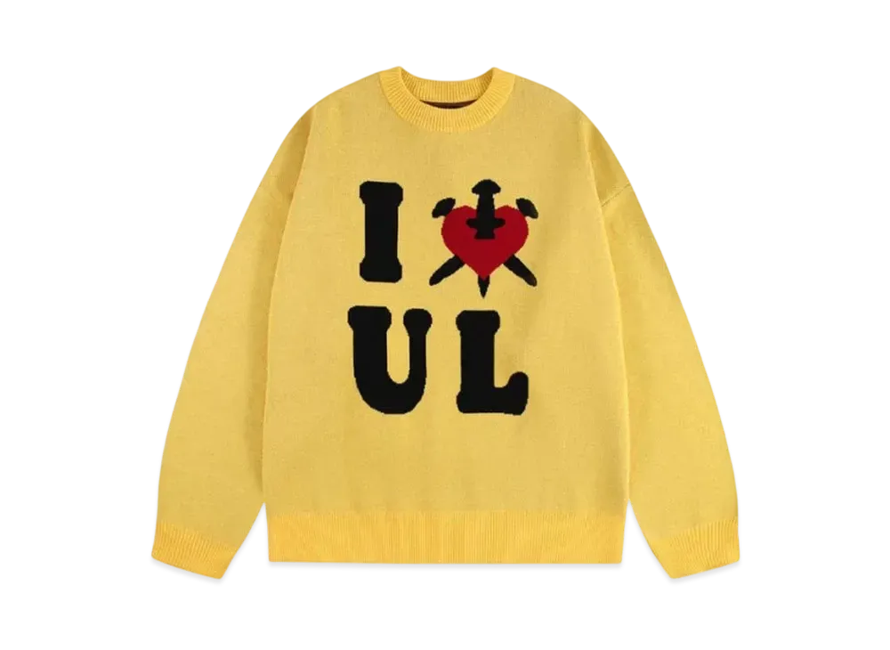 Unknown London I Luv U L Jacquard Knit "Yellow"
