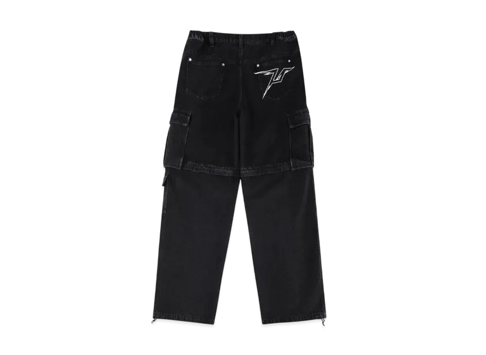 Unknown London Baggy Fit Denim Cargo Pants "Black"