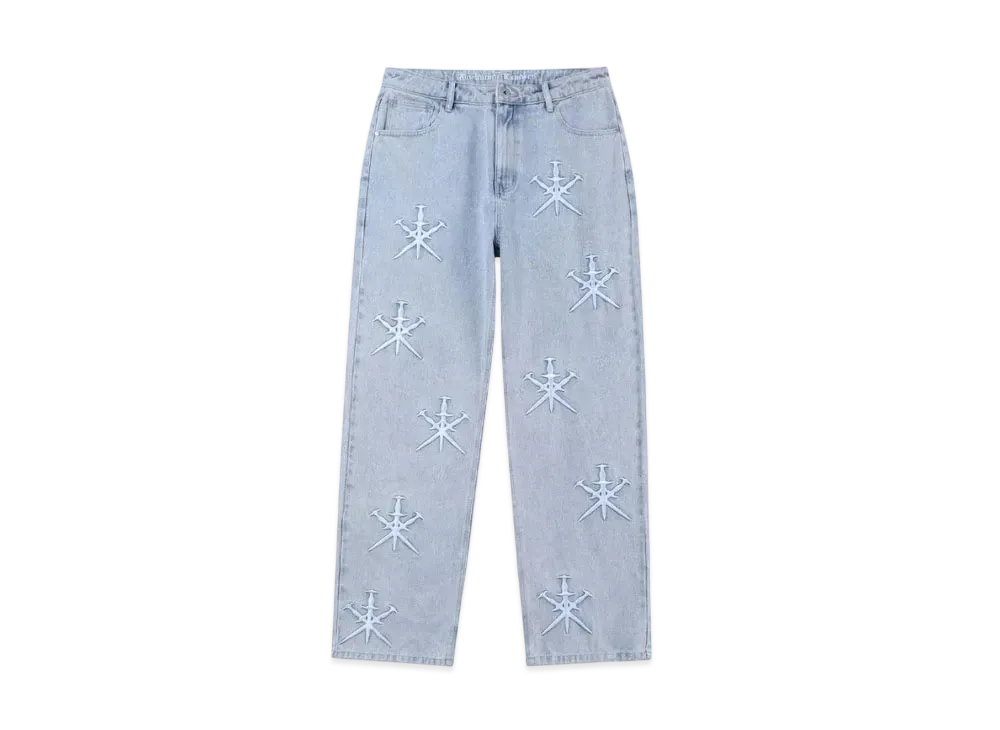 Unknown London Dagger Embroidery Denim "Blue"