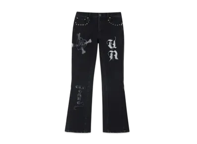 Unknown London Metal Stud Stacked Denim "Black"