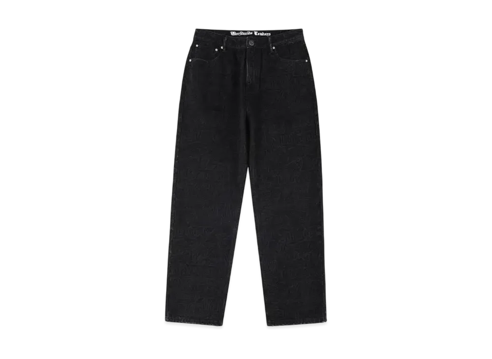Unknown London Multi Logo Laser Printed Denim "Black"