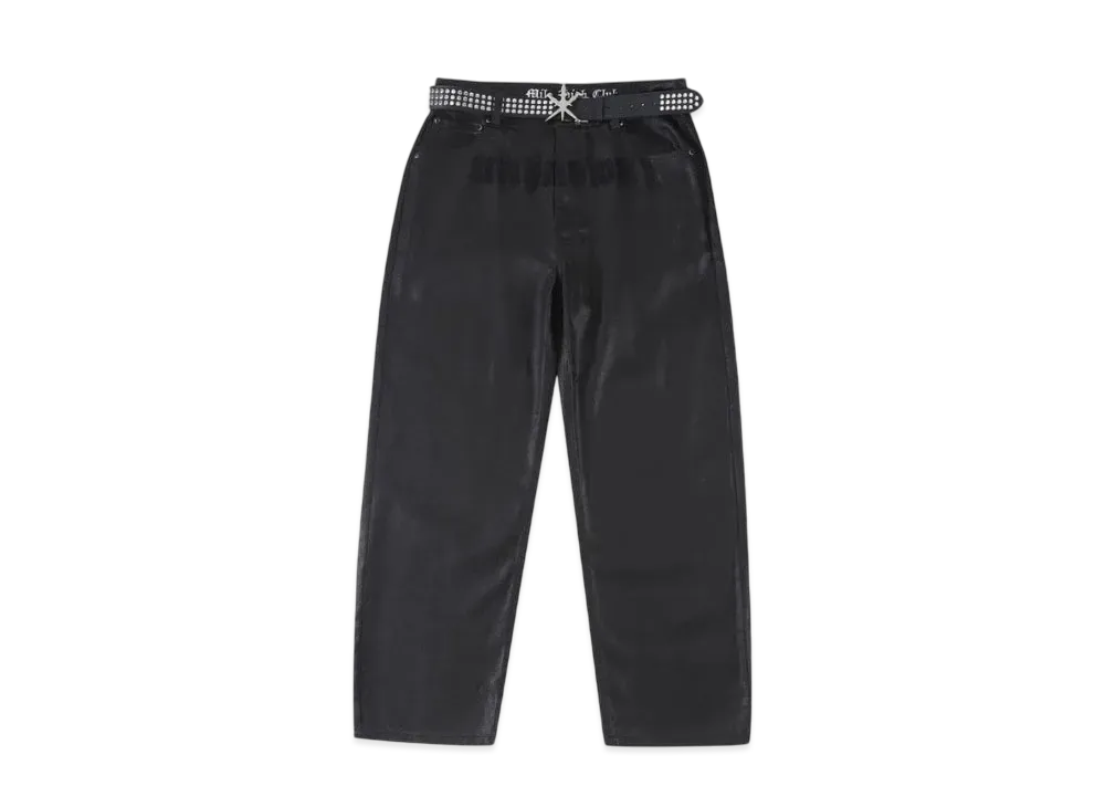 Unknown London Metal Studded Waxed Denim With Belt "Black"