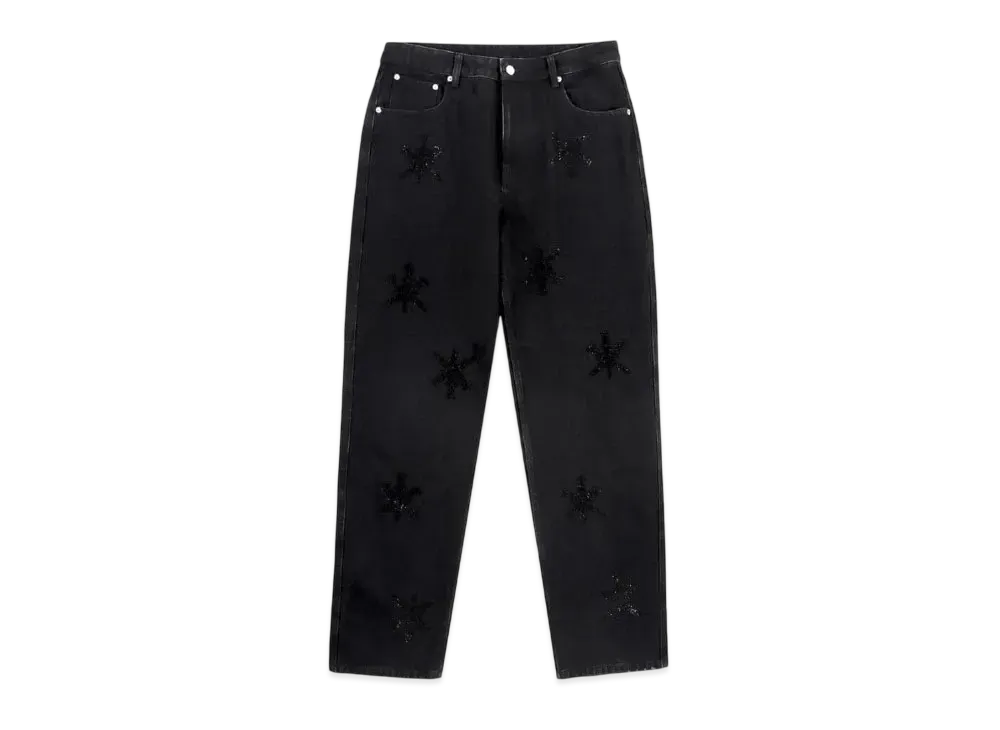 Unknown London Rhinestone Dagger Denim "Black"