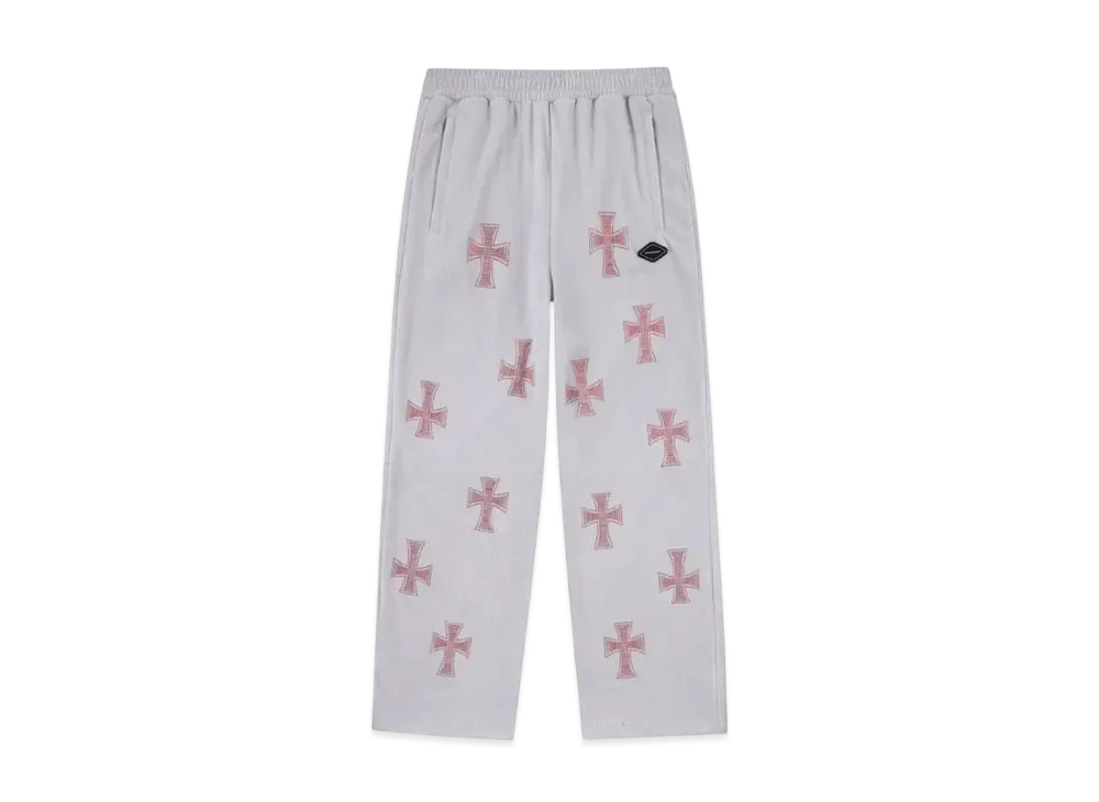Unknown London Velour Rhinestone Track Pants "Grey"