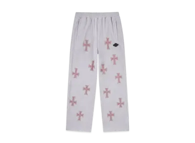 Unknown London Velour Rhinestone Track Pants "Grey"