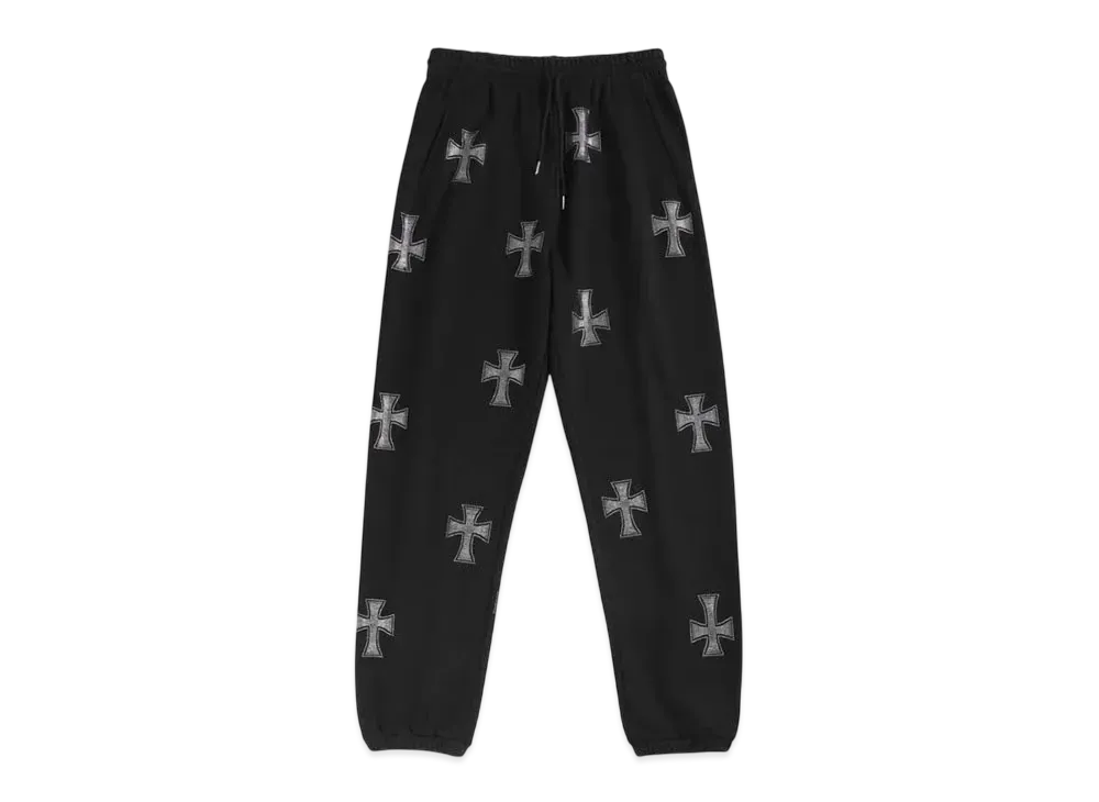 Unknown London Cross Rhinestone Jogger "Black"
