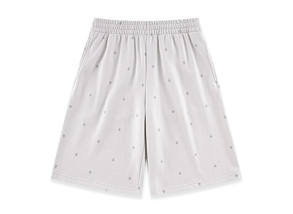 Unknown London Tiny Cross Glitter Baggy Sweat Shorts "Off White"