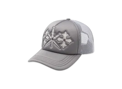 Unknown London Dagger Cross Leather Patch Mesh Cap "Gray"