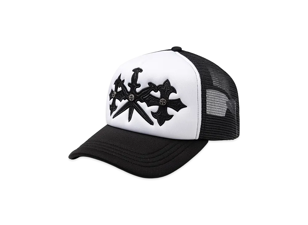 Unknown London Dagger Cross Leather Patch Mesh Cap "Black"