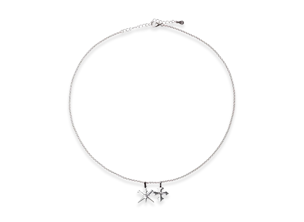 Unknown London Tiny Dagger Cross Necklace "Silver"