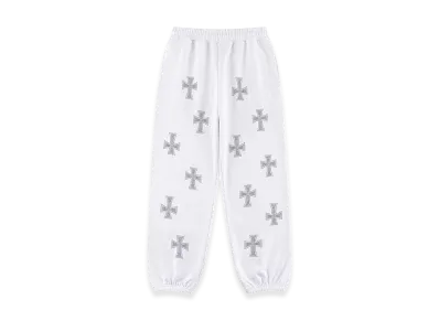 Unknown London White Cross Rhinestone Jogger "White"
