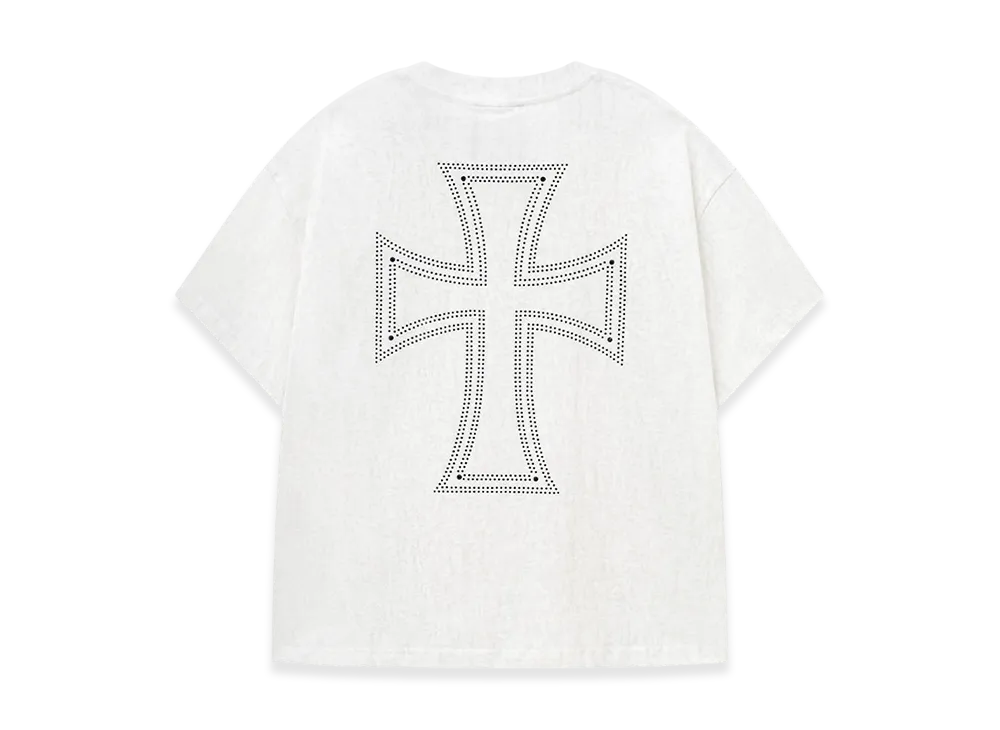 Unknown London Outline Cross Rhinestone Tee "White"