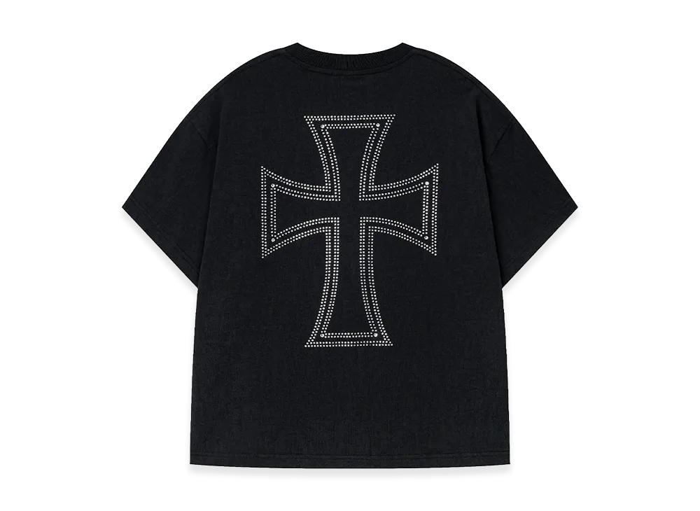 Unknown London Outline Cross Rhinestone Tee "Black"