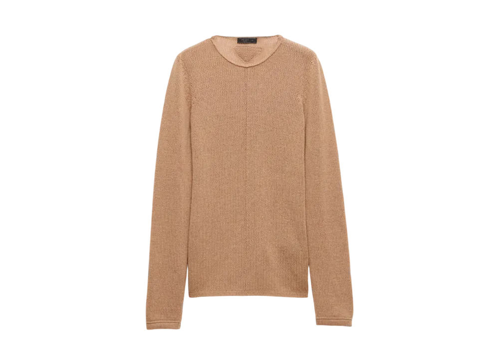 PRADA Men's Cashmere Crew-Neck Sweater "Beige"