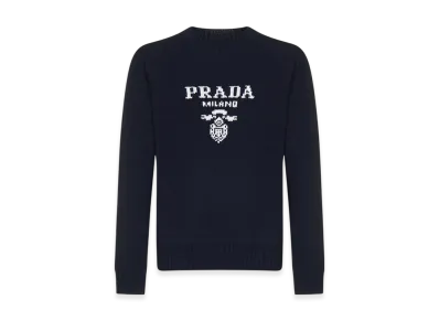 PRADA Wool Cashmere Crewneck Sweater "Navy"