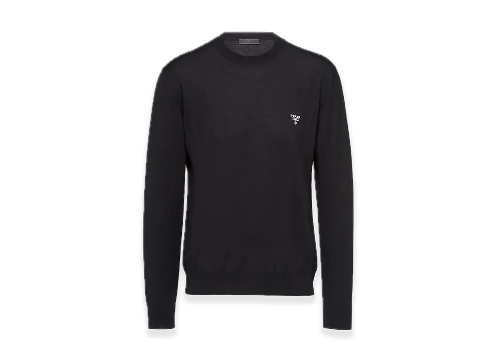 PRADA Superfine Wool Crewneck Sweater "Black"
