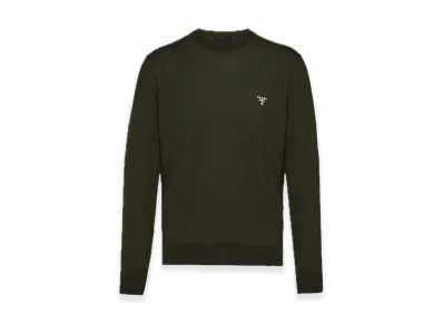 PRADA Superfine Wool Crewneck Sweater "Khaki"