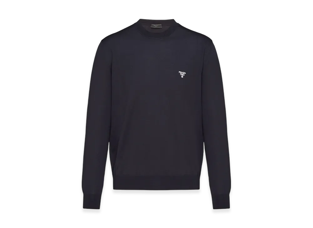 PRADA Superfine Wool Crewneck Sweater "Navy"