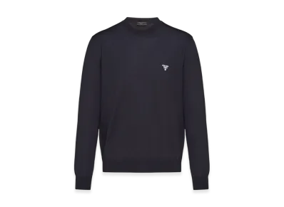 PRADA Superfine Wool Crewneck Sweater "Navy"