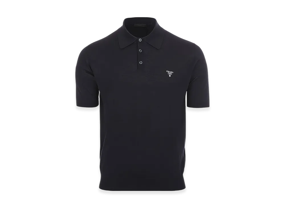PRADA Superfine Wool Polo Shirt "Navy"