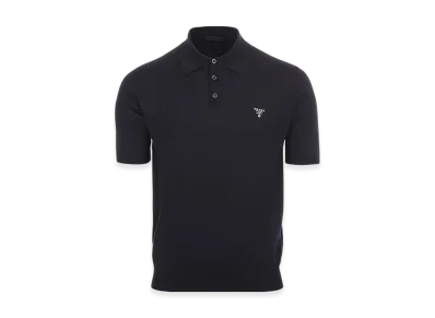 PRADA Superfine Wool Polo Shirt "Navy"