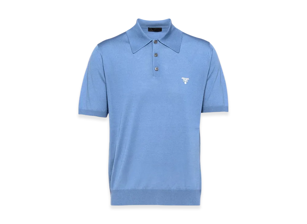 PRADA Superfine Wool Polo Shirt "Aviator Blue"