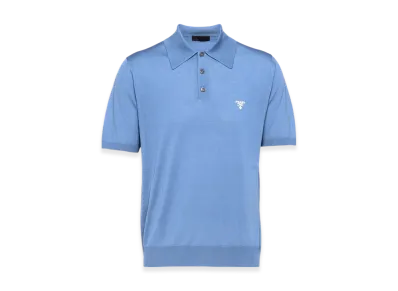 PRADA Superfine Wool Polo Shirt "Aviator Blue"