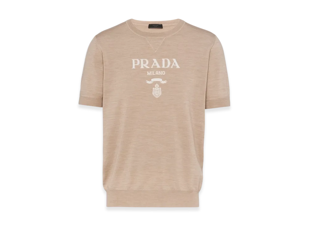 PRADA Wool Cashmere Crewneck Sweater "Ivory"