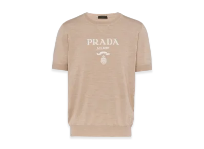 PRADA Wool Cashmere Crewneck Sweater "Ivory"