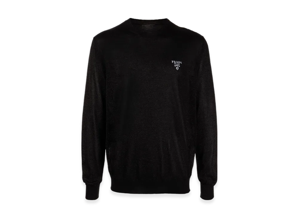 PRADA Silk Crewneck Sweater "Black"