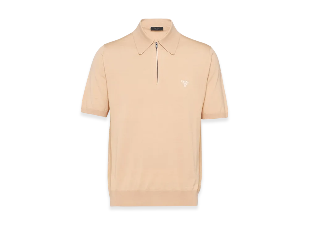 PRADA Superfine Wool Polo Shirt "Sand Beige"